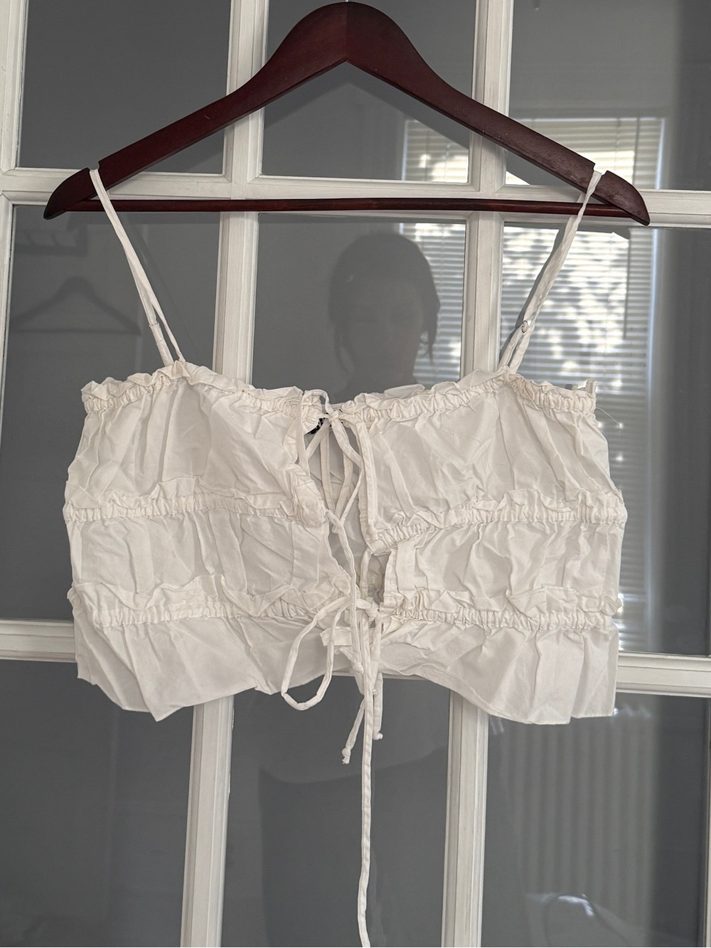 ZARA Women's White Scrunched Tie Front Sleeveless Crop Top Size S